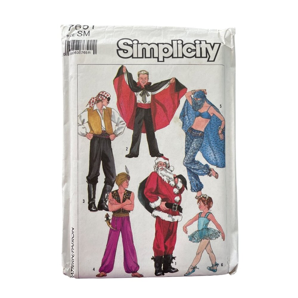 Simplicity 7651 Pattern Adult Size Small Harem Santa Genie Vampire Ballerina NEW